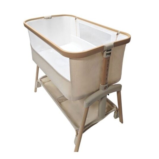 Sagababy Premium Bedside Crib Walnut Soft Taupe Sagababy Premium Bedside Crib Walnut Soft Taupe