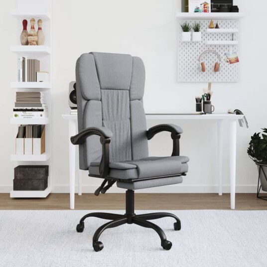 vidaXL Liggende kontorstol lysegrå stoff vidaXL Liggende kontorstol lysegrå stoff