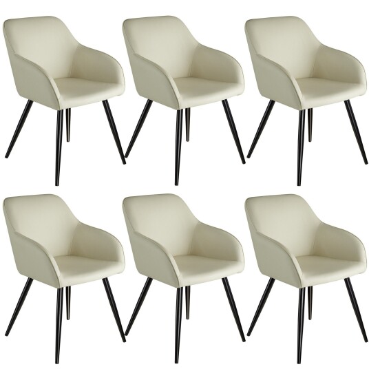 tectake 6x Stoler Marilyn stoff - krem/svart