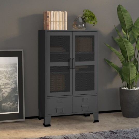 Industriell oppbevaringskiste antrasitt 70x40x115 cm metall Industriell oppbevaringskiste antrasitt 70x40x115 cm metall