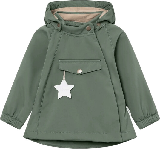 MINI A TURE Matwai Softshell Jacket. Grs Khaki green 5Y/110