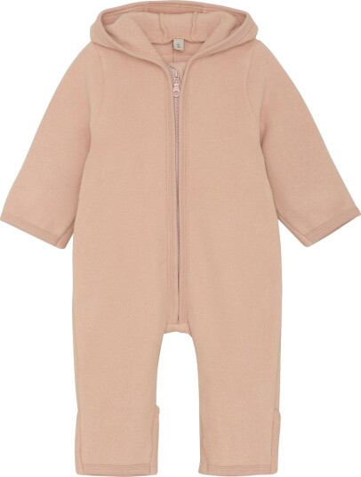 Huttelihut Pram Suit Ears Cot. Fleece   Pink   80