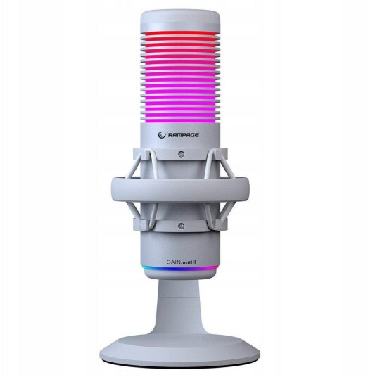 Rampage Bemol RGB USB-C Gaming/Podcasting Mikrofon Hvit