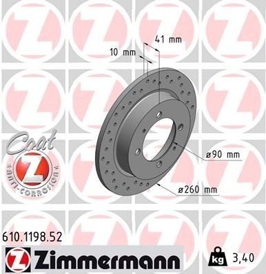 Bremseskive ZIMMERMANN 610.1198.52