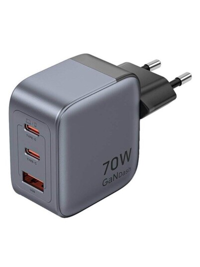 Vention GaN USB-C+C+A 70W Charger Gray Vention GaN USB-C+C+A 70W Charger Gray