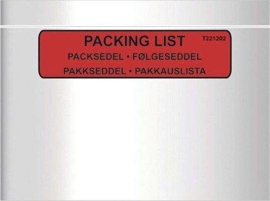 Følgeseddellommer C5 240 X 185 Mm Rød Red Black Printed Packing List Ld Pe Karton A 1000 Stk Følgeseddellommer C5 240 X 185 Mm Rød Red Black Printed Packing List Ld Pe Karton A 1000 Stk