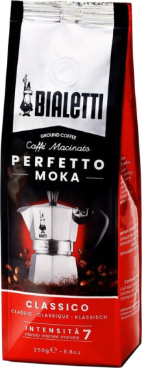 Bialetti Perfect Moka Classic 250 g Medium Ristet Kaffe 50% Arabica 50% Robusta Taske