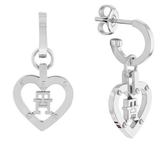 Tommy Hilfiger Monogram Heart Øredobber Rustfritt Stål 2780923 - Dame