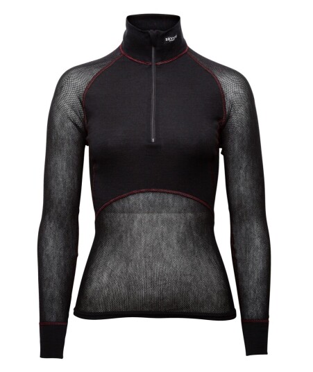 Brynje Lady Wool Thermo Light Zip-polo 3/4 Neck blåck XXL