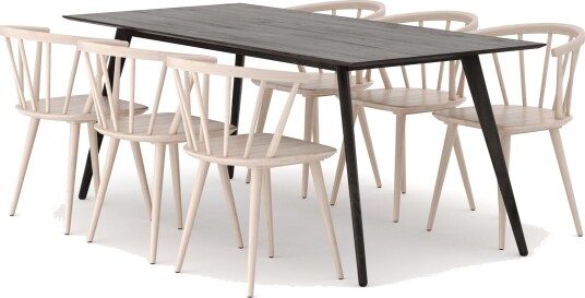 Tyrö Spisegruppe med 6 Tyrö Armstoler Smoked Oak/Whitewash