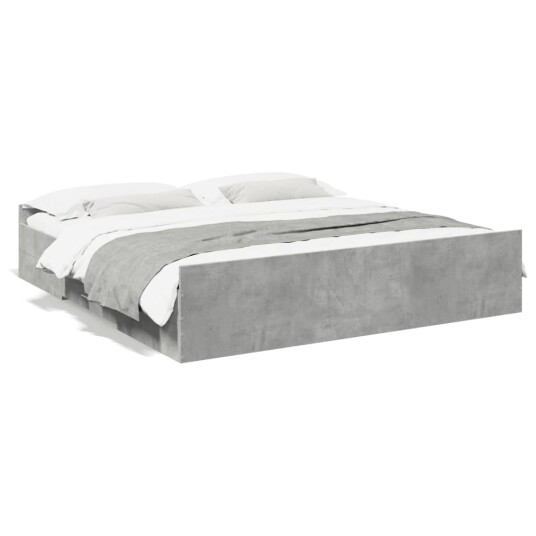 Sengeramme med skuffer betonggrå 200x200 cm konstruert tre 8721102619212