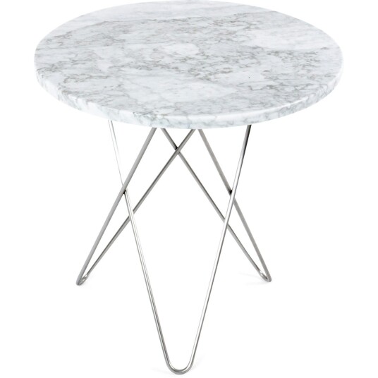 Ox Denmarq Tall Mini O Table Sidebord Ø50 cm Stål/Hvit Marmor