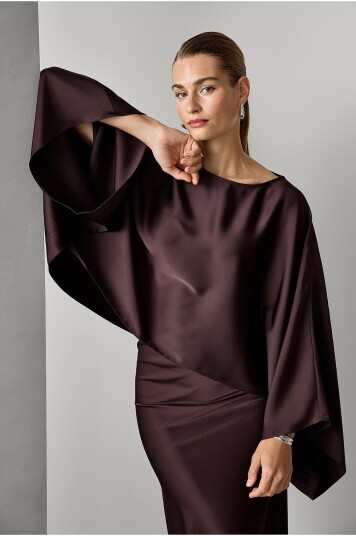 Joelle Bluse i sateng Brun