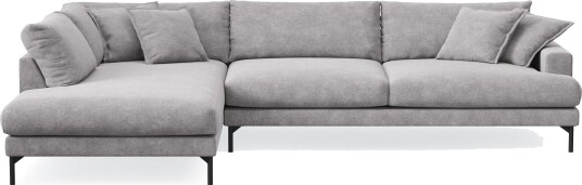 Menard Premium 5 seters venstrevendt L formet dyp sjeselongsofa i chenille Grå