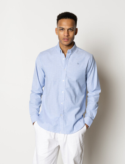 Clean Cut Copenhagen Oxford Stretch Plain L/S - Blue - M Clean Cut Copenhagen Oxford Stretch Plain L/S - Blue - M