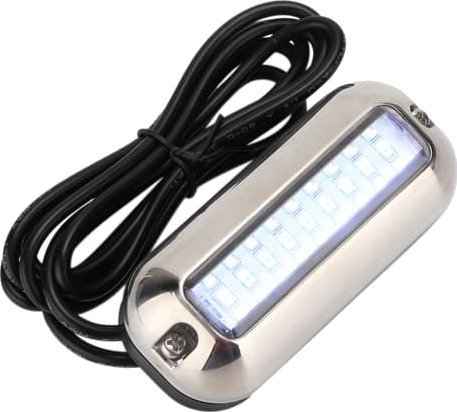 Blå 27LED Undervannslys 74LM Lyssterk Hekkmontert Lampe IP68 Vanntett Rustfritt Stål Skall for Marine Båt