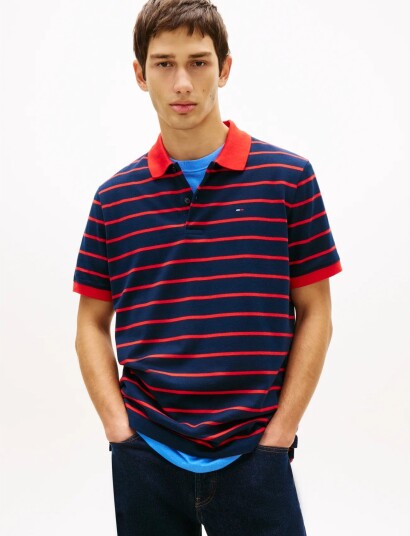 Tommy Jeans Tjm Reg Stripe Polo Ext   Navy   L