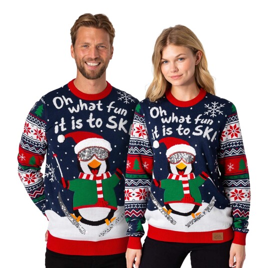 Silly Santa Pingvin på Ski Julegenser - Medium