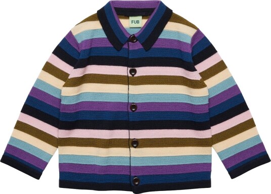 FUB Cardigan - Ull - Multi Stripe - FUB - 120 - Cardigan Armygrønn Beige Blå Brun Lilla Lyseblå Marineblå Rosa Svart