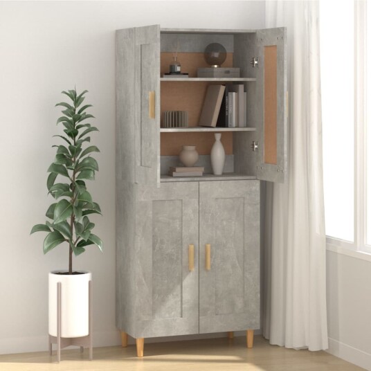 vidaXL Skjenk betonggrå 69,5x34x90 cm konstruert tre
