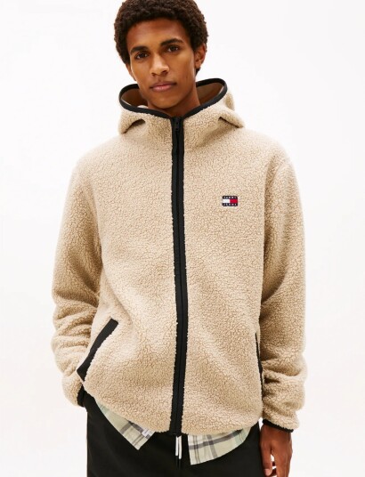 Tommy Jeans Tjm Reg Badge Teddy Zip Tru Ext Beige L