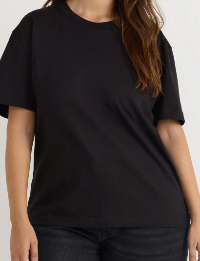 Organic Basics True Heavy Boxy Tee - Black - XS