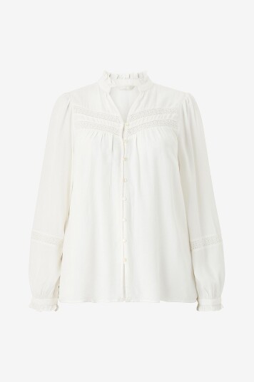 Ellos Plus collection Bluse med blondedetaljer Hvit