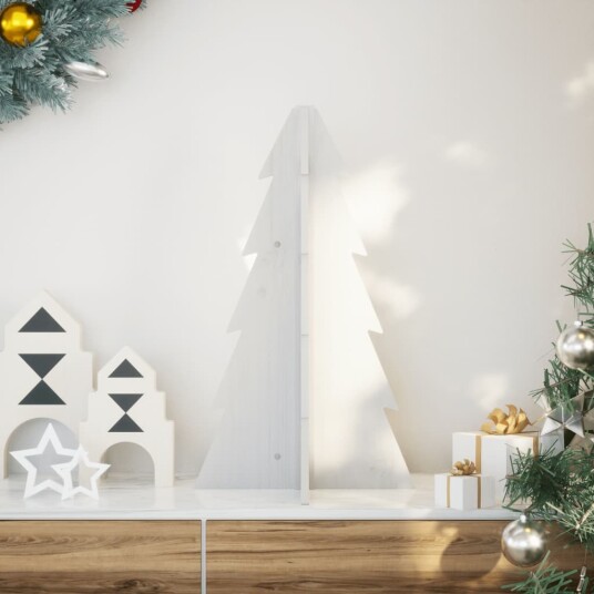 Vidaxl Juletre av tre til pynt hvit 69,5 cm heltre furu Vidaxl Juletre av tre til pynt hvit 69,5 cm heltre furu