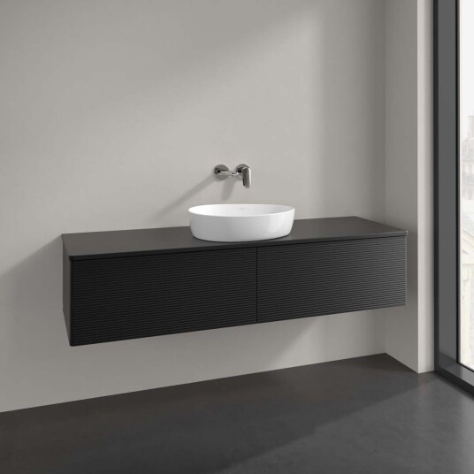 Villeroy & Boch Antao Servantskap med 2 skuffer 160x50x36 cm u/lys Sort Matt Villeroy & Boch Antao Servantskap med 2 skuffer 160x50x36 cm u/lys Sort Matt