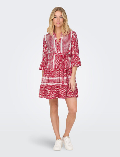 ONLY Onlathena Life 3/4 Short Dress Wvn Noos - Red - XS