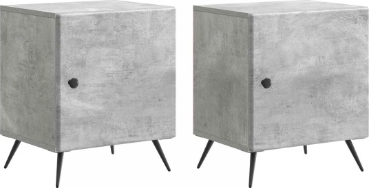  Nattbordskap 2 pcs Betonggrå 43 x 34,5 x 50 cm Konstruert tre