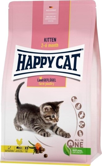 Happy Cat Kitten Farm Poultry Tørrfôr Til Kattunger 2–6 Måneder Fjærkre 300 G