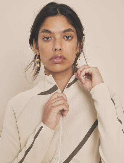 Moonchild Yoga Wear Loud Logo Jacket - Beige - S Moonchild Yoga Wear Loud Logo Jacket - Beige - S