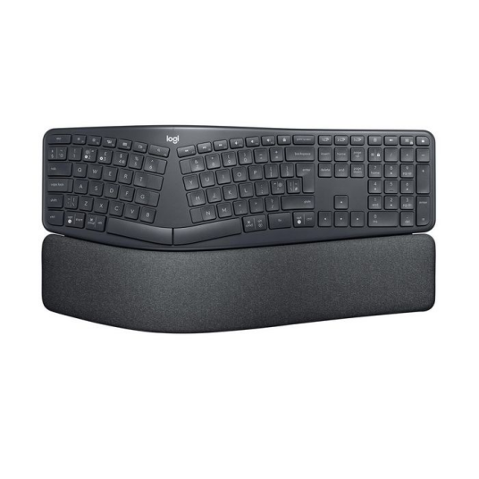 Logitech ERGO K860 Trådløst Ergonomisk Tastatur Full Størrelse med Håndleddstøtte - Grafitt