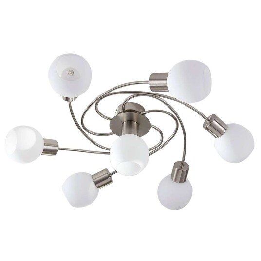 Lindby Taklampe Ciala, 7 lyskilder, nikkel Lindby Taklampe Ciala, 7 lyskilder, nikkel