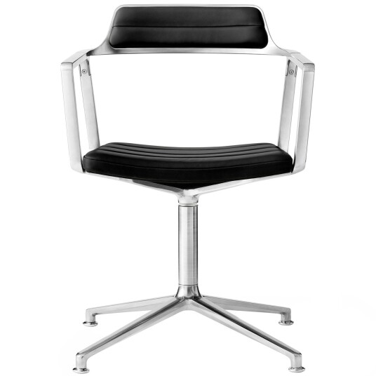 Vipp 452 Svingstol med Føtter Polert Aluminium / Sort Skinn Vipp 452 Svingstol med Føtter Polert Aluminium / Sort Skinn