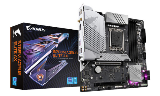 GIGABYTE B760M AORUS ELITE AX - Intel B760 - Intel LGA1700 socket - DDR5 RAM - Micro-ATX