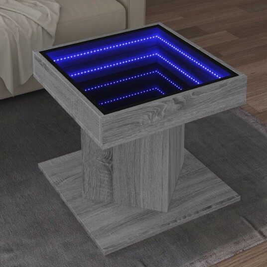 Salongbord med LED grå sonoma 50x50x45 cm konstruert tre 847565