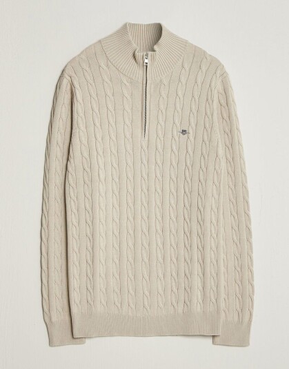 Gant Cotton Cable Half Zip Clay Beige