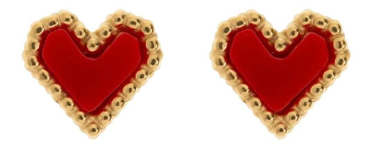 Timi Of Sweden Sarah Red Heart Stud Earring Stainless Steel 7mm