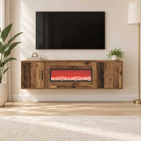 vidaXL Elektrisk peis Gammelt tre 140,5 x 30 x 39 cm Konstruert tre