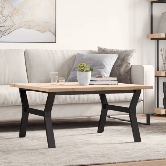 Salongbord Y-ramme 90x90x45,5 cm heltre furu og støpejern 3282775