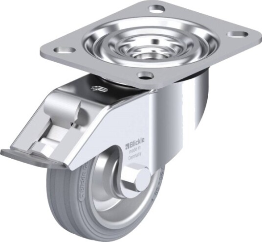 Blickle 300731 L-V 80R-Fi-Sg Styrehjul Med Brems, Hjuldiameter 80 Mm, Bæreevne 50 Kg