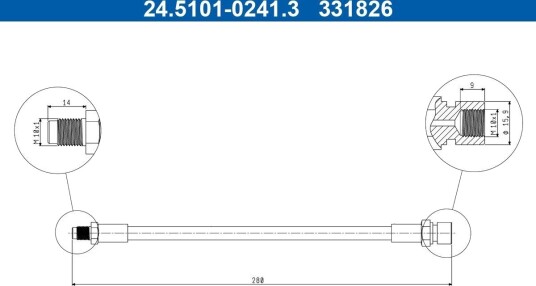 ATE 24.5101 0241.3 Bremseslange ATE 24.5101 0241.3 Bremseslange