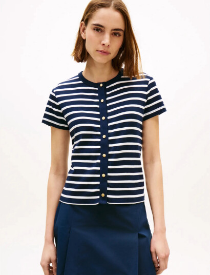 Tommy Hilfiger Gold Button Slim Ss Tee Navy M Tommy Hilfiger Gold Button Slim Ss Tee Navy M