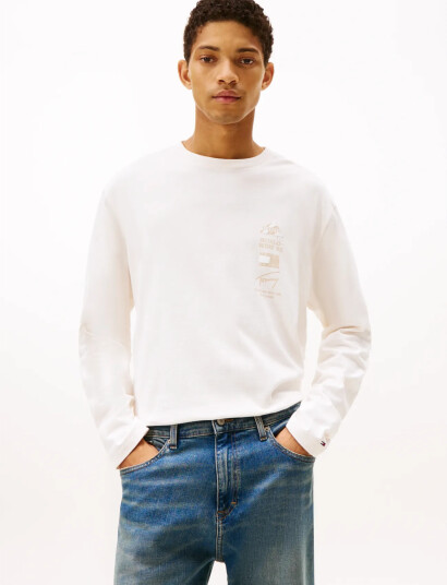Tommy Jeans Tjm Rlx Peaks Ls Tee White S
