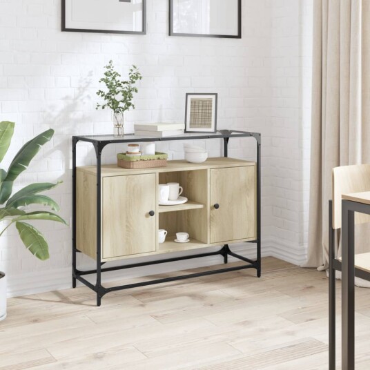 Skjenk med glasstopp sonoma eik 98x35x81 cm konstruert tre 8721102638350
