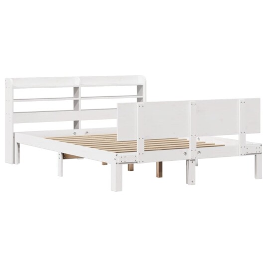 Sengeramme med hodegavl hvit 140x190 cm heltre furu 3306820