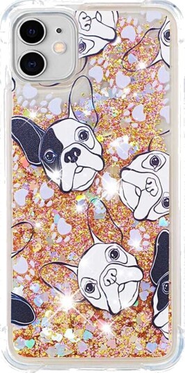 Trolsk Mobildeksel med Flytende Glitter Hunder (iPhone 11)