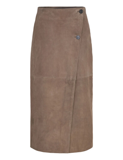Selected Slfjackie Hw Long Wrap Suede Skirt Brown 40